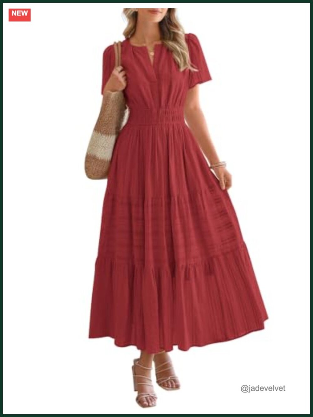 Womens Maxi Dress Short Sleeve V Neck Tiered Ruffle A-Line Summer Casual